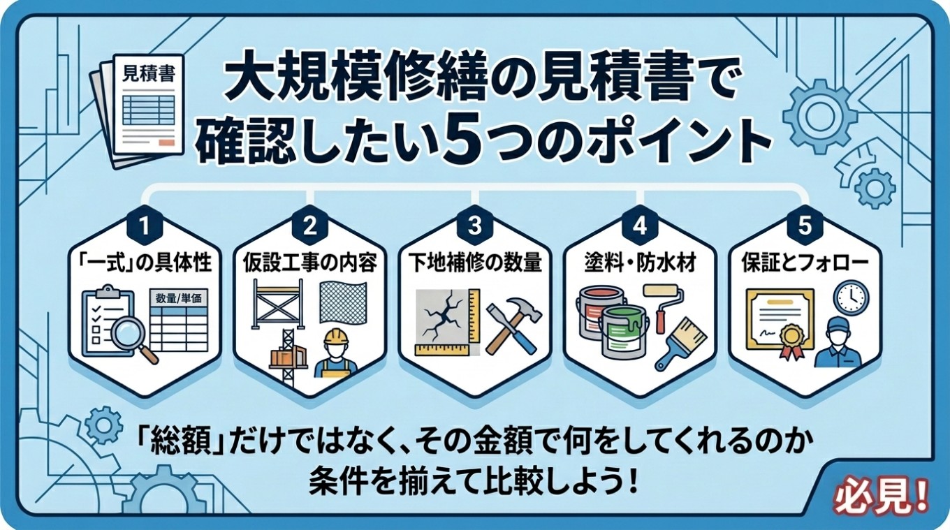 大規模修繕の見積書で確認したい5つのポイント