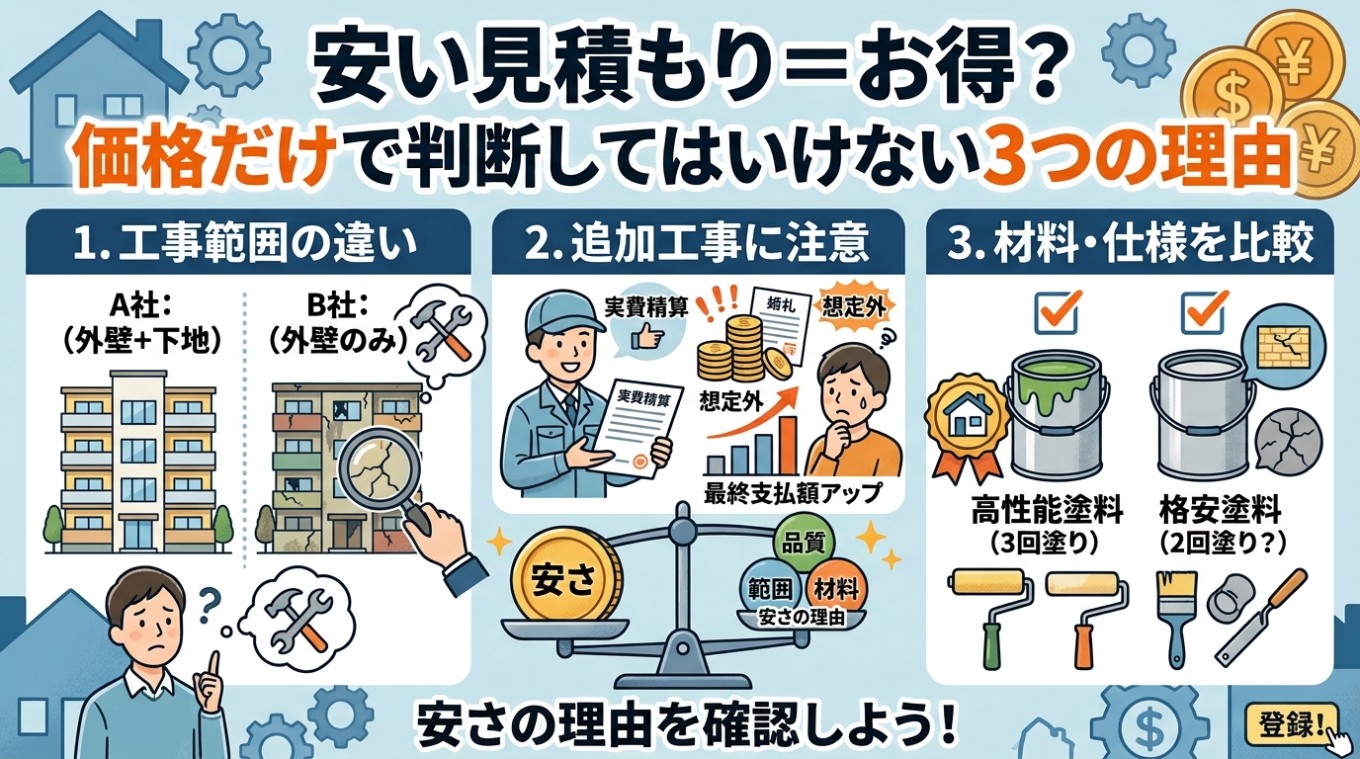 安い見積もりならお得？価格だけで判断してはいけない3つの理由